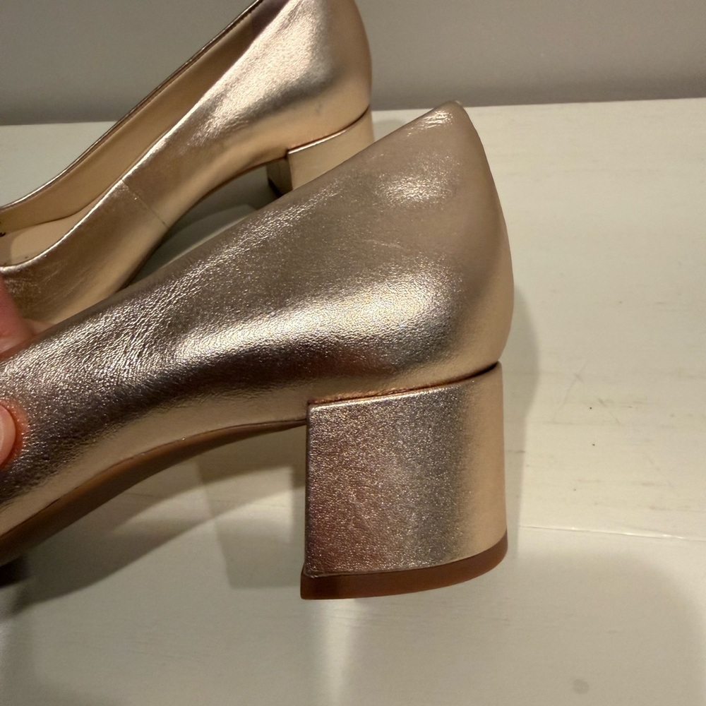 Alex Marie Gold Block Heel Pumps - Picture 7 of 11
